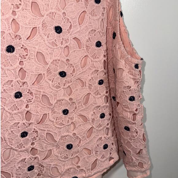 Ann Taylor Women’s XL Lace Crochet Tank Top Pink Black Floral Embroidered - Picture 10 of 16